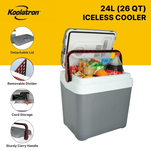 Koolatron 24L Electric Cool Box Warmer Mini Car Fridge Portable Iceless Cooler for Travel Camping