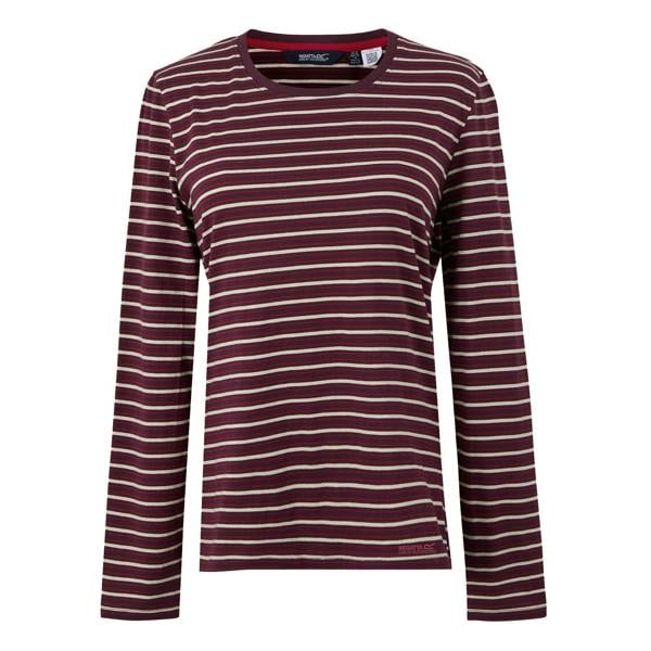 Regatta Womens/Ladies Federica Stripe Long-Sleeved T-Shirt - Fig/Light Vanilla - 