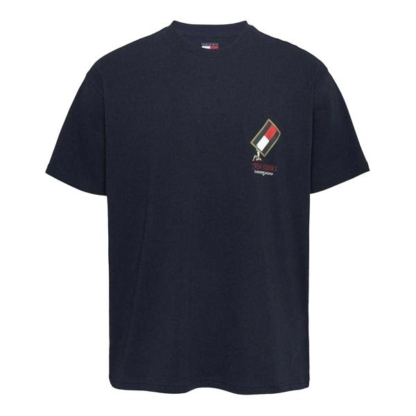 Tommy Jeans Mens Novelty Cotton Crew Neck Regular T-Shirt - Dark Navy - 