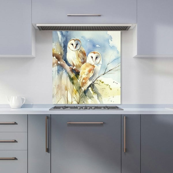 Warren Reed - Designer Barn Owls Watercolour Kitchen Splashback