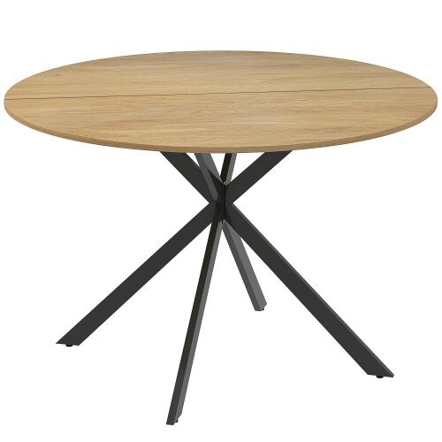 Wyld Haus Luhalari Metal And Wood Oak Finish Industrial Dining Table Seating 4 120 cm