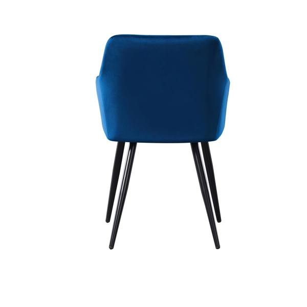 Life Interiors Single Camden Modern Velvet Dining Chair with Armrests, Quilted Design & Black Metal Legs