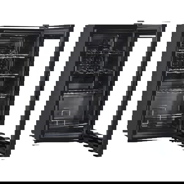 16 Bottle Freestanding Wine Cooler Fridge & Metal Shelves - LED BLACK & GLASS - LoopsDirect