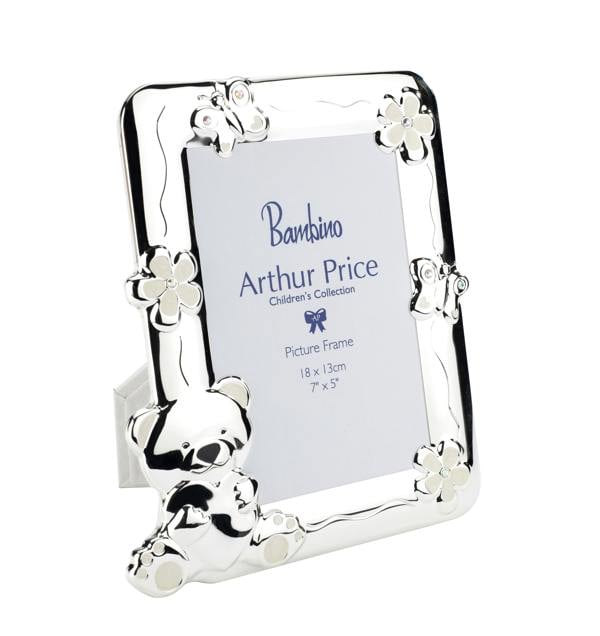 Arthur Price Bambino 'Teddy Bear' Photo Frame Holds 7 x 5 Inch Photo Luxury Children's Gift Silver Plated