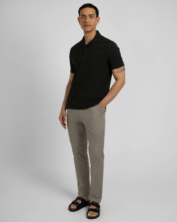 Steel & Jelly Beckton - Zigzag Textured Polo Shirt