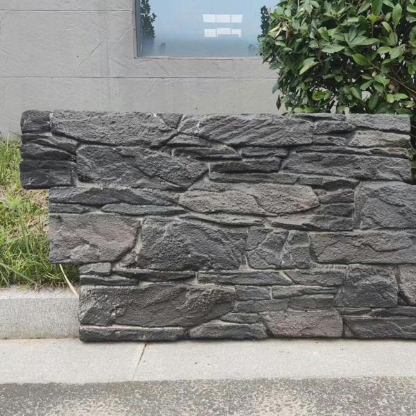 ENER-J Rustic Stacked Slate PU Wall Panel, Charcoal Finish, Size:1200 x 600 x 60 mm (Pack of 2)
