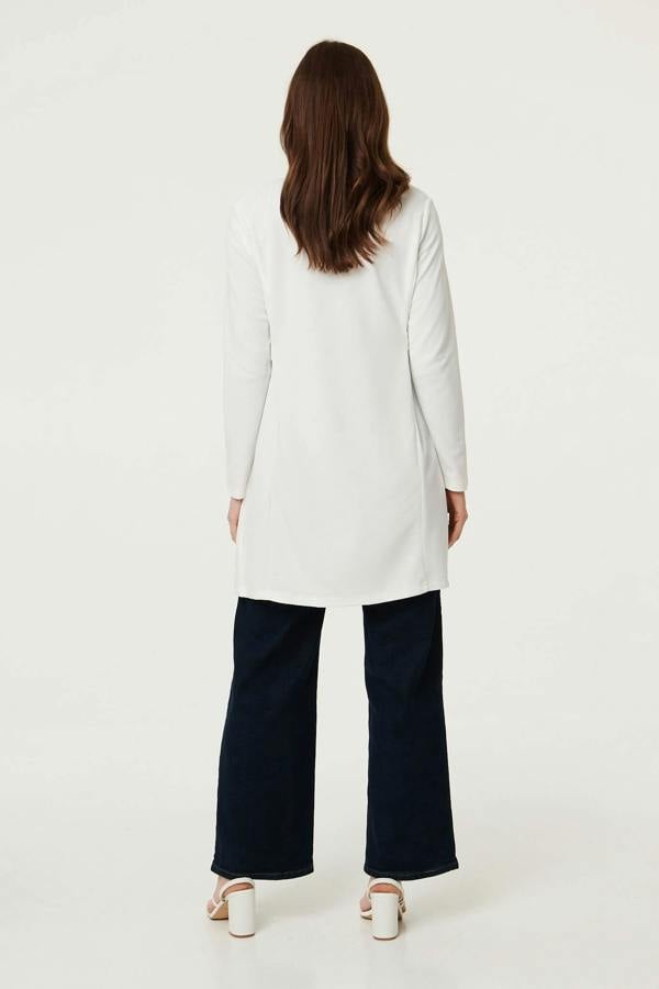 White | Open Front Longline Coatigan
