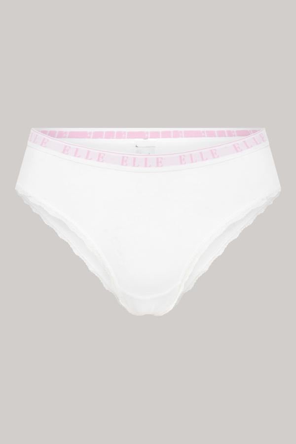 ELLE Multi Pack (3) Cotton Lace Trim Tipped Brazilians