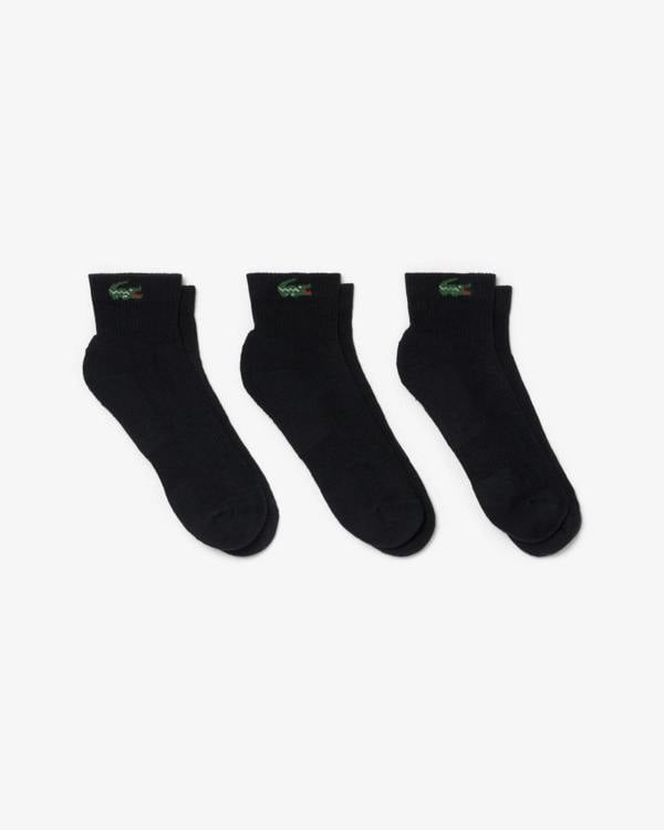Lacoste 3 - Pack Mid - Length Mens Sport Socks - Black 031 | CHO | Designer Mens Socks