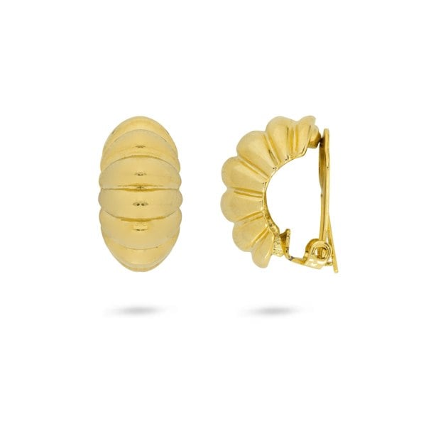 Gold Trip Vintage Gold Ripple Dome Clip On Earrings