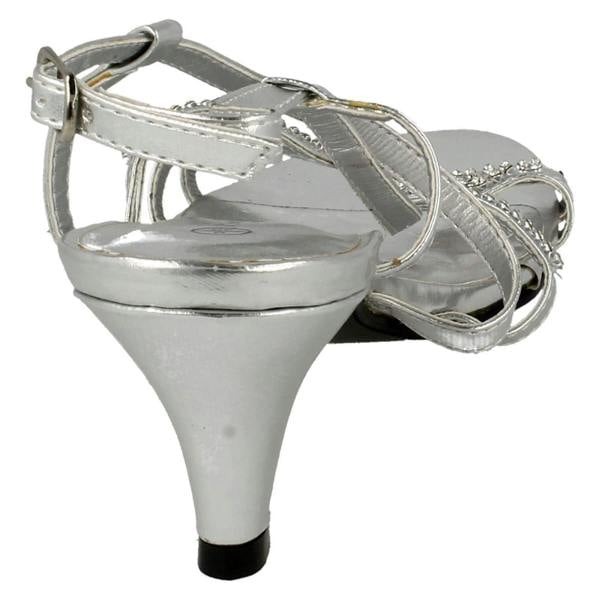 Anne Michelle Ladies Anne Michelle Diamante Detail Cross Over Heels