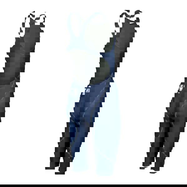 Arena Girls Powerskin navy blue cycling bib shorts with silver accents