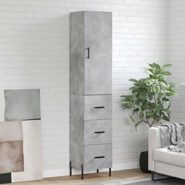 Berkfield Highboard Concrete Grey 34.5x34x180 cm Engineered Wood