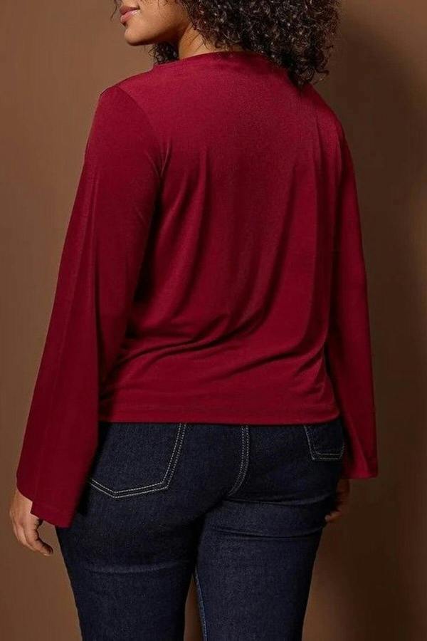 WOVCOR Relaxed Fit Spanish Sleeve Stretch Knit Blouse