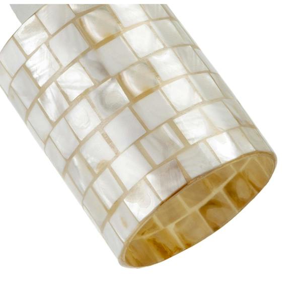 Modern Cylindrical Pendant Light Shade Mother of Pearl Style Mosaic Image 4