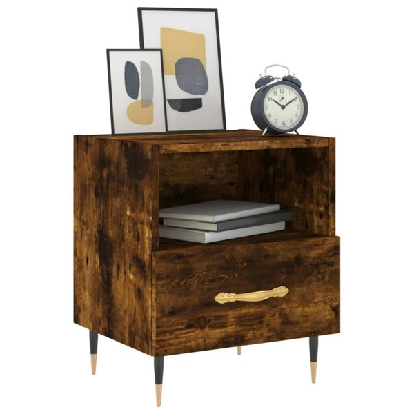 Berkfield Bedside Cabinet Smoked Oak 40x35x47.5 cm Engineered Wood