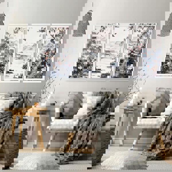 Picture Walls Living Room | Set of 3 Chinoiserie Wall art Prints