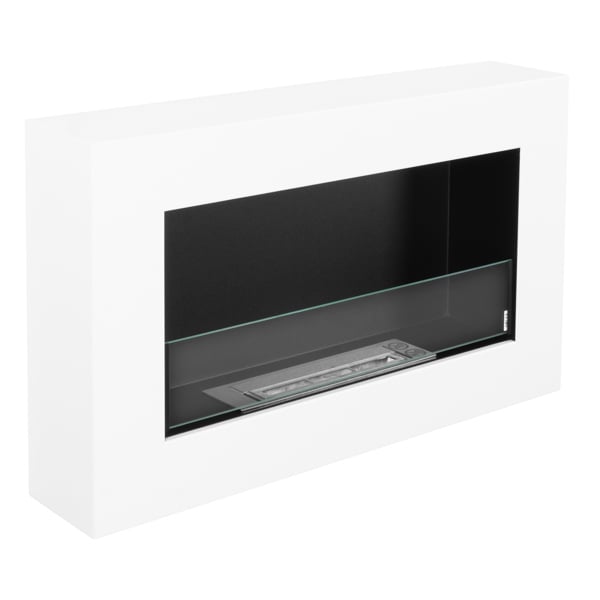 BIOFireplacesGMT Bioethanol Fireplace Wall Mounted 650x400 White Matt with Glass Ventless
