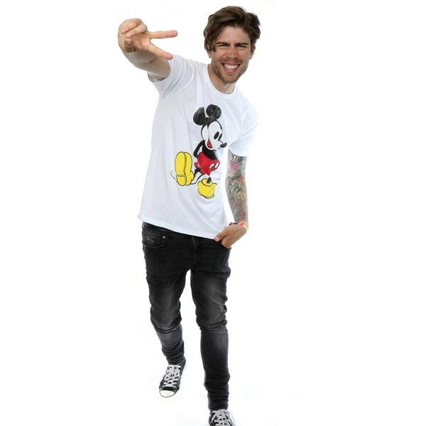 Disney Mens Mickey Mouse Classic Kick T-Shirt - White