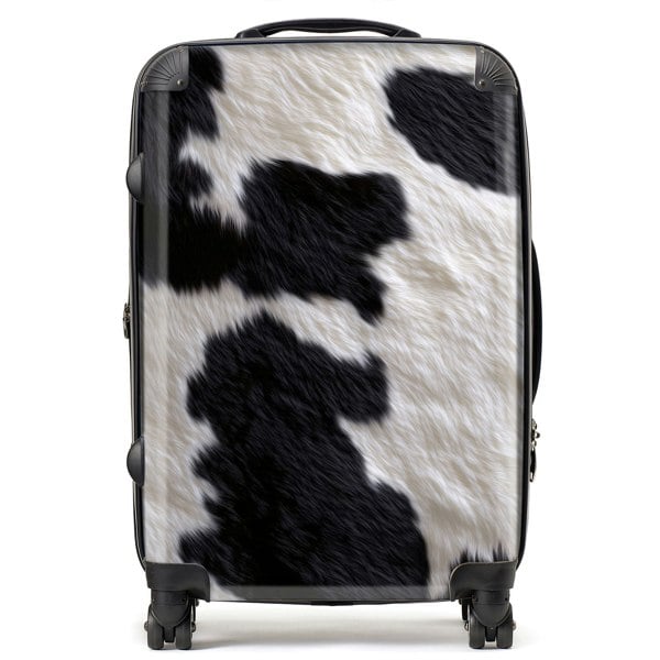 Warren Reed Black And White Cow Hide Suitcase