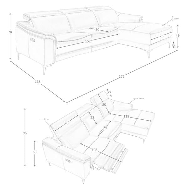 Angel Cerdá Relax corner sofa in black leather 6205/6206
