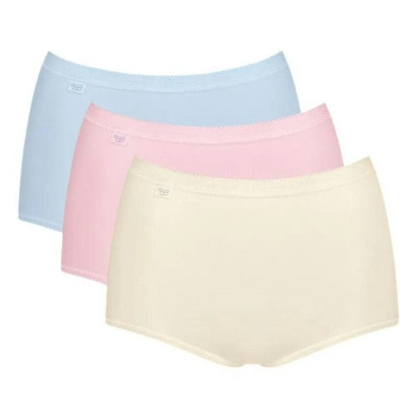 Sloggi Basic+ 3-Pack Cotton Maxi Briefs, Pastel Blue/Yellow/Pink