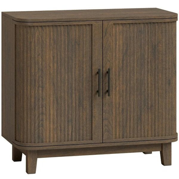 Sideboard Buffet Cabinet, Storage Cabinet with 2 Curved Doors, Adjustable Shelf and Legs for Dining Room, Dark Walnut