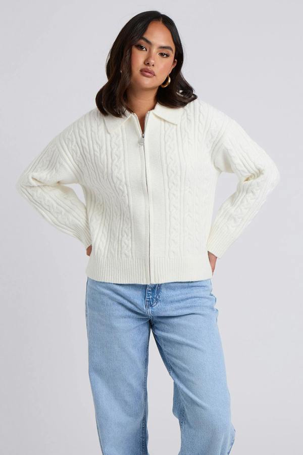 Urban Bliss Cable Zip Up Cardigan