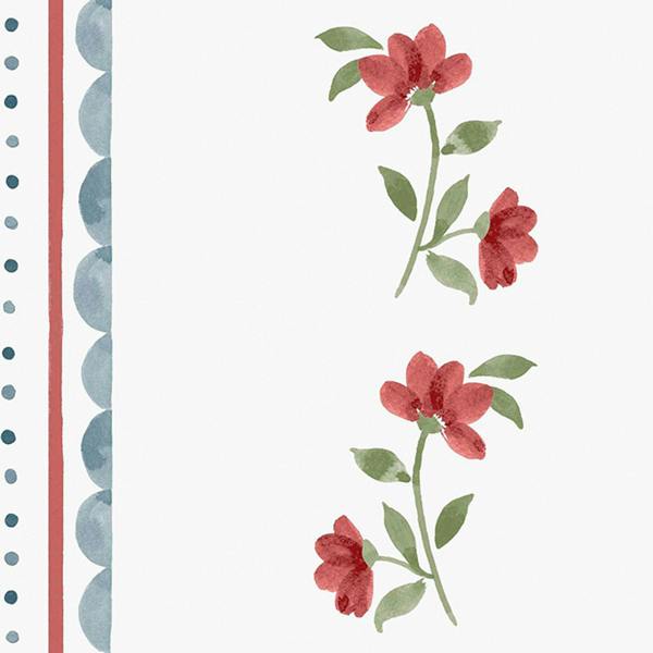 Cath Kidston Treasure Floral Red & Blue Wallpaper