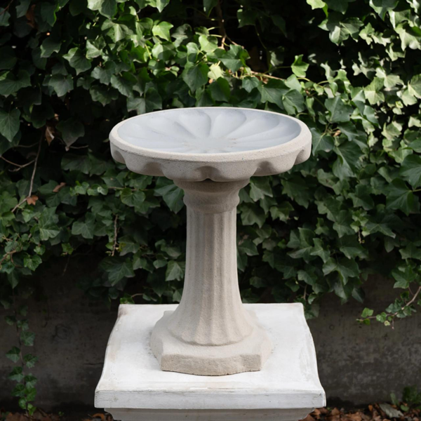 BLK Floral Sandstone Bird Bath