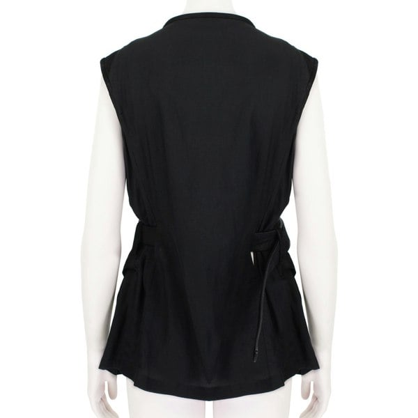 A Haider Ackerman luxury matt black leather waistcoat