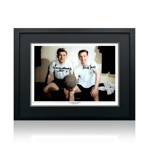 Terry Medwin & Cliff Jones Signed Tottenham Hotspur 16x12 Photo Deluxe Mount Frame