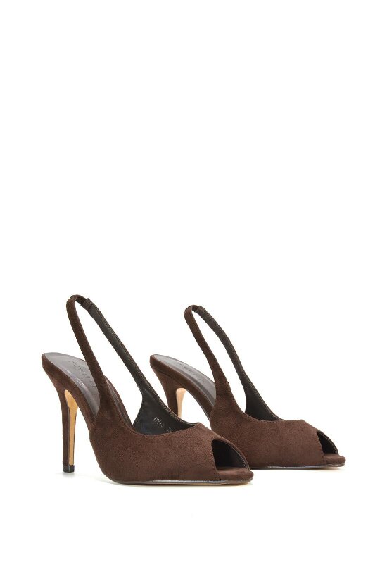 XY LONDON Stiletto High Heel Slingback Peep Toe Court Shoes
