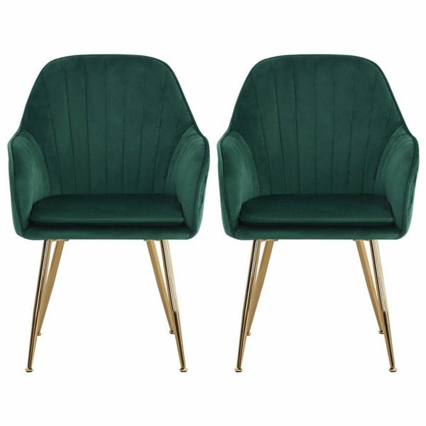 Set of 2 Velvet Dining Chairs with Pad and Armrest Dining Chairs Living and Home