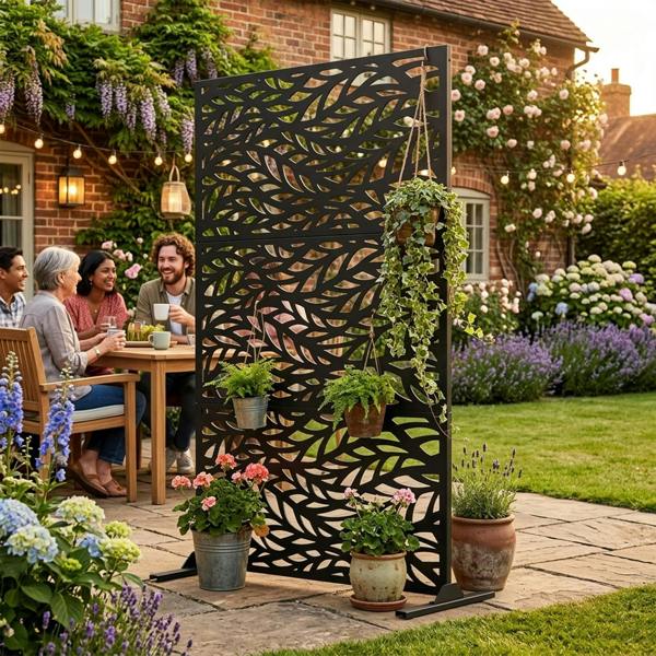 Nicoman Metal Indoor/Outdoor Privacy Screen 90cm x 180cm - Leaf