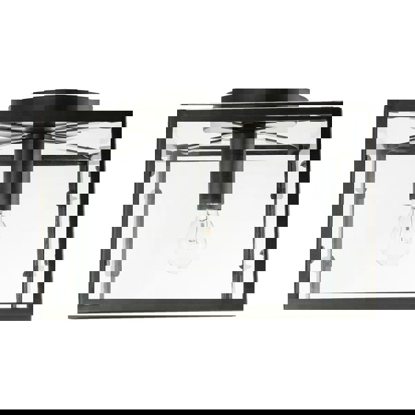 Industrial Square Box Matte Black Ceiling Light with Clear Glass Sides Image 5