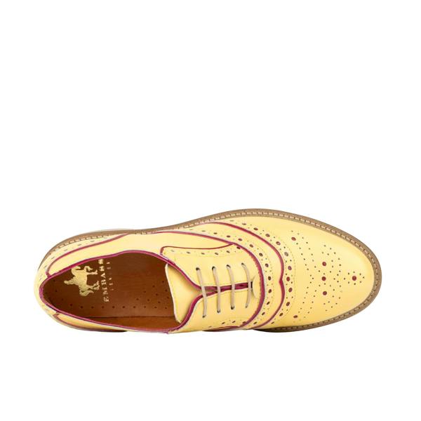 Embassy London Brick Lane - Pastel Yellow - Women's contrast leather lace-up brogue