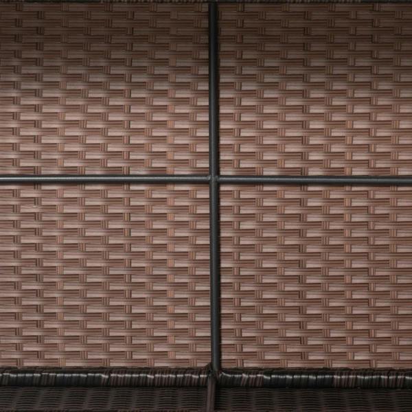 Brown PE rattan coffee table side panel with dark edging and weave pattern.
