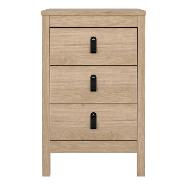 Wyld Haus Wildberry Natural Oak Wood Bedside Table 3 Drawers