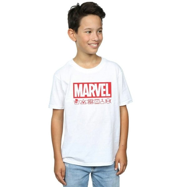 Marvel Boys Logo Wash Care T-Shirt - White