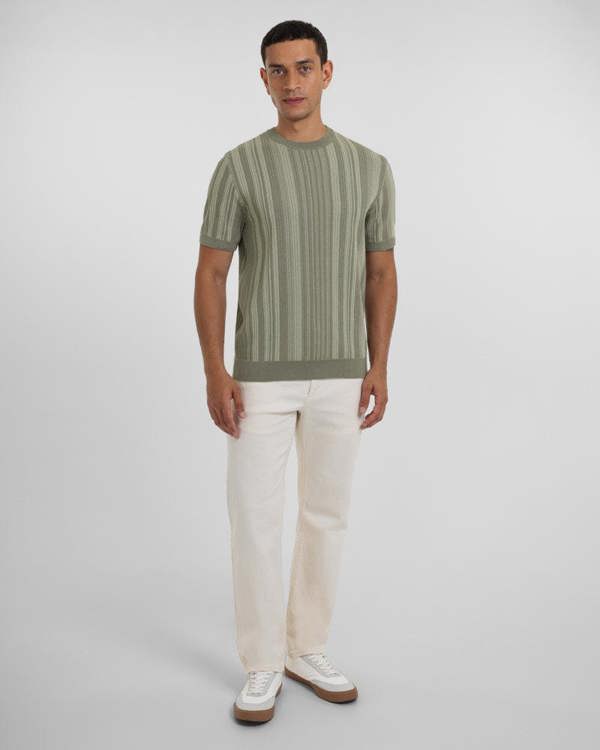 Steel & Jelly Moorgate - Stripe Textured Sweater T-Shirt