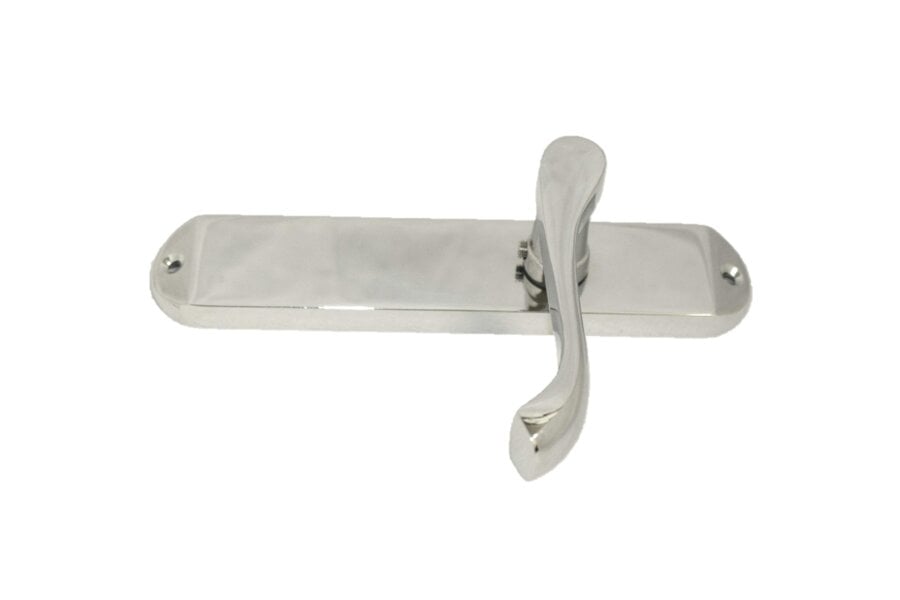 EDH Door Hardware Cadenza Door Handles on Backplate Chrome Scroll Latch Handle