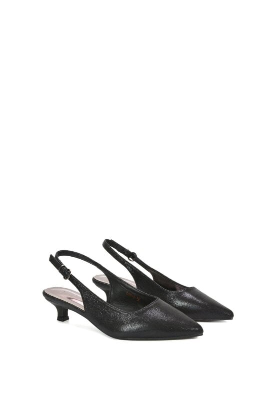 XY LONDON Slingback Kitten Heel Court Shoes With Pointed Toe