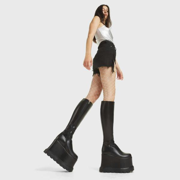 Lamoda Out The Gate Black PU Urban Street Style Statement Skull Ankle Boots