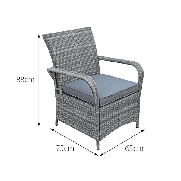 windsor rattan 4 seat firepit dining set in mixed grey