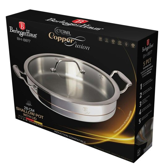 Berlinger Haus Shallow Pot with Lid, 28 cm  | Berlinger Haus BH8817