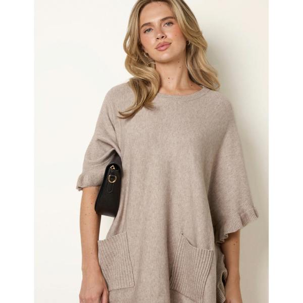 Blue Vanilla Frill Detail Pocket Cape