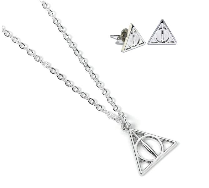 Harry Potter Deathly Hallows Necklace and Earrings Gift Set