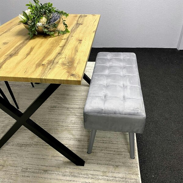 Kosy Koala Stone Effect Dining Table Set with 2 Velvet Chairs And Grey Bench Modern Dining Furniture