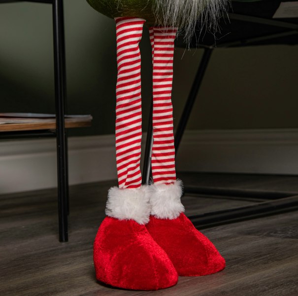 Samuel Alexander 71cm Standing Christmas Gonk with Santa Hat and Extendable Legs in Reg and Green